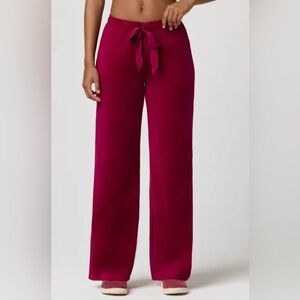 BCBG Wide Leg Maroon Drawstring Pants